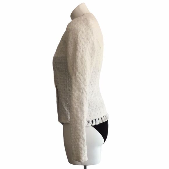 LPA White Lori Collarless Asymmetric/Tassel Hem Blazer - Picture 3 of 7